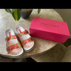 Betsey Johnson watermelon printed slides